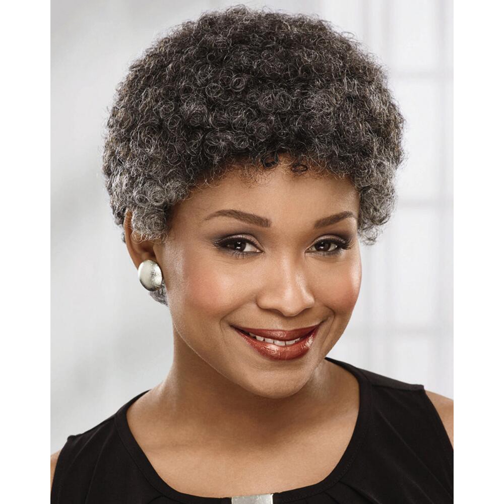 Fabelhafte kurze Afro-Perücke voller Volumen und straffen natürlichen Locken