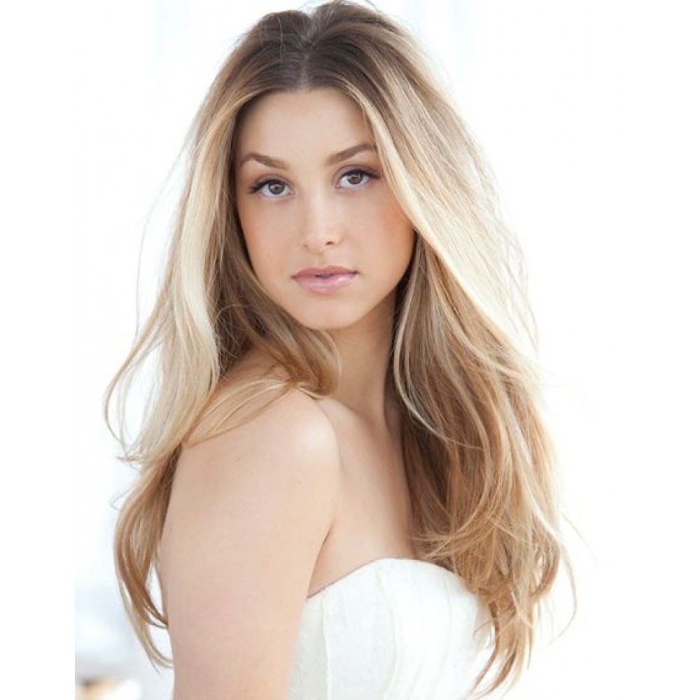 Jung Lange Blonde Lace Front Echthaar Perücke