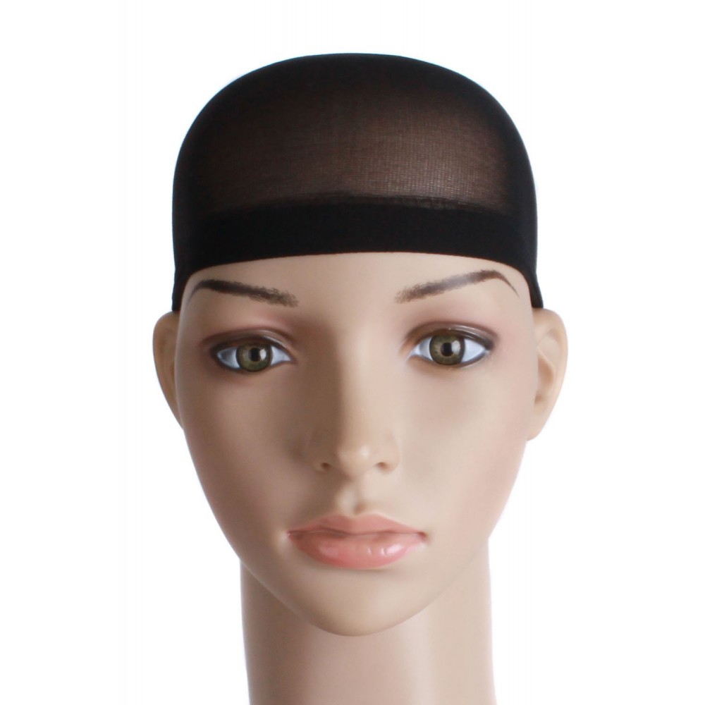 2 Stücke Einheitsgröße Nylon Perückenkappe Schwarz