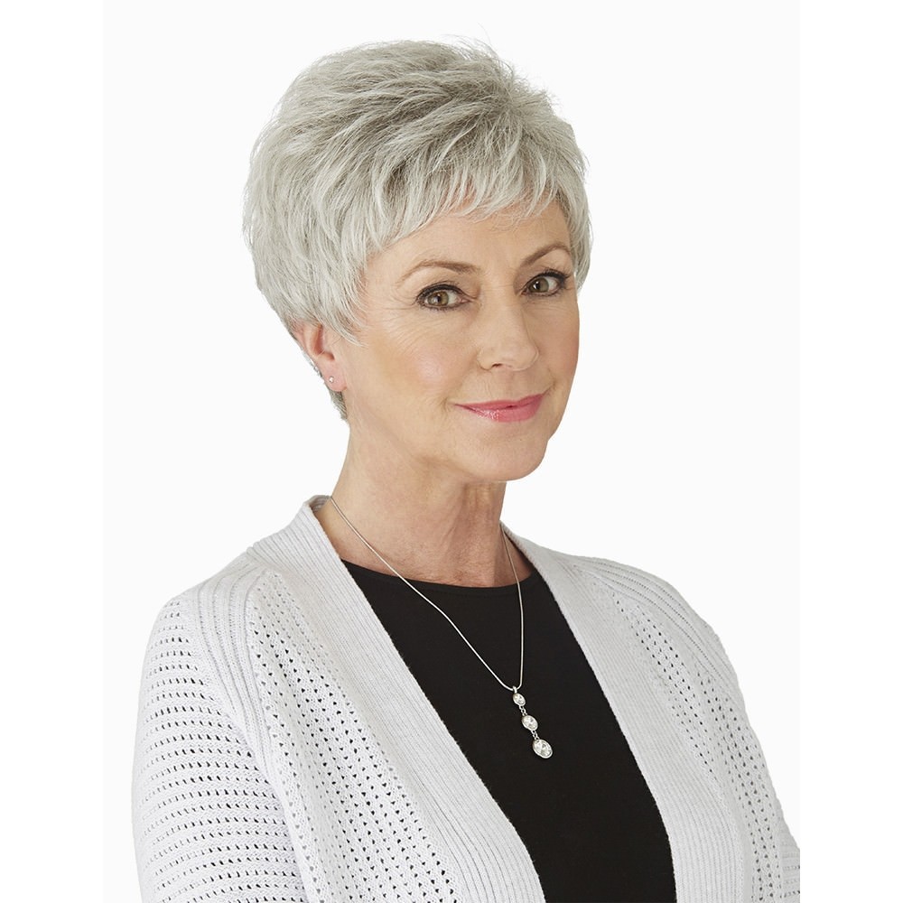 Cute Kurze Pixie Graues Haar Perücke für Damen