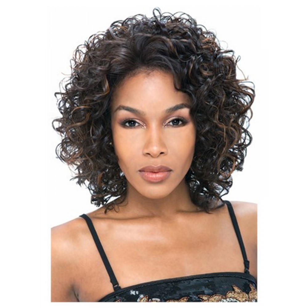 Elegant Synthetische Lockige Kappenlose Damen Haar Perücke