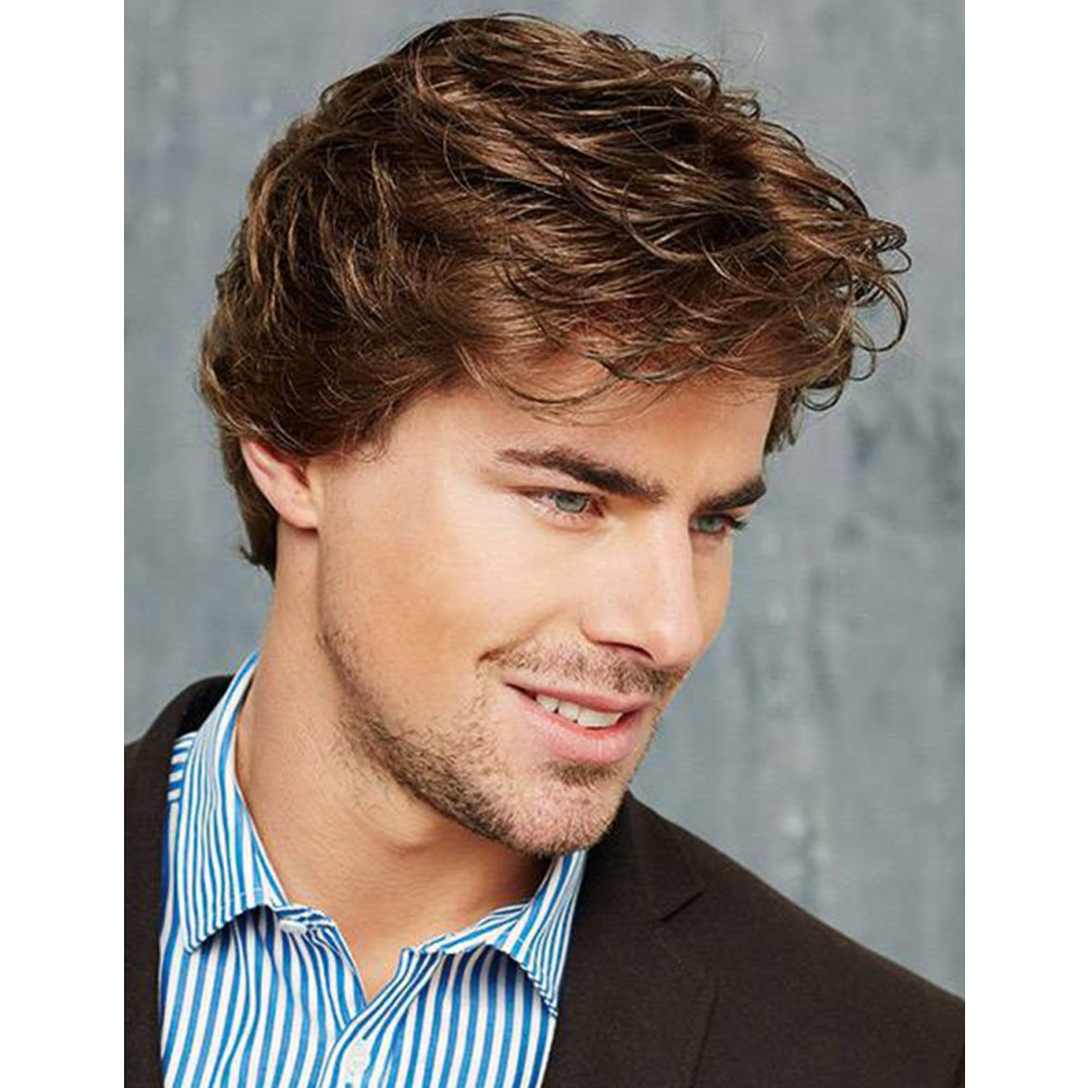 Fashion Herren Blonde Wellige Lace Front Haar Perücken