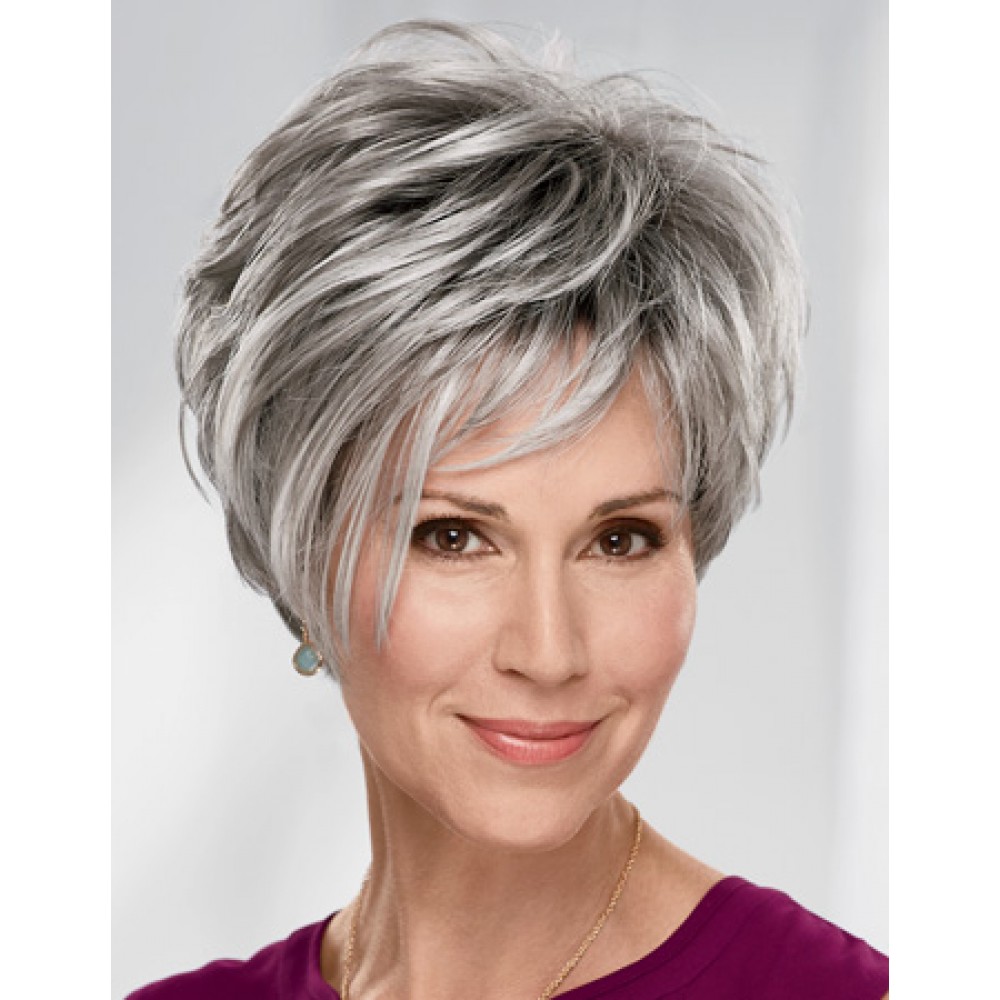 Fashion Damen Kurzes Graues Haar Perücke