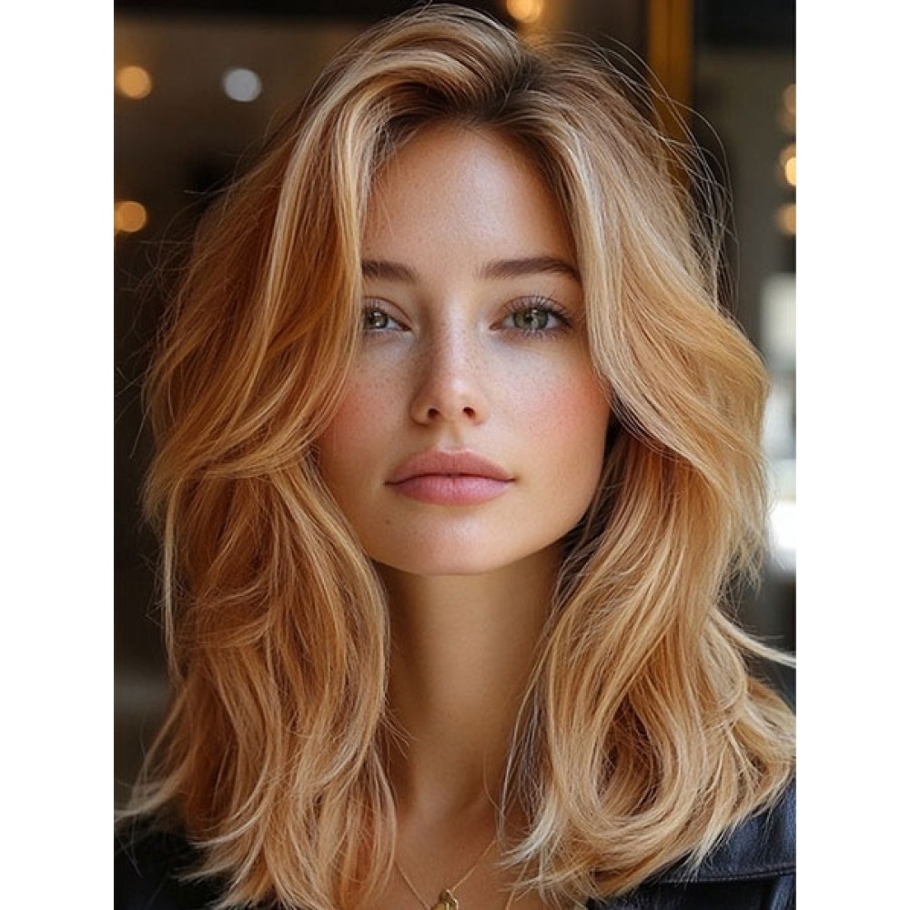 Blonde Klassische Echthaar Wellen Perücken Für Frauen
