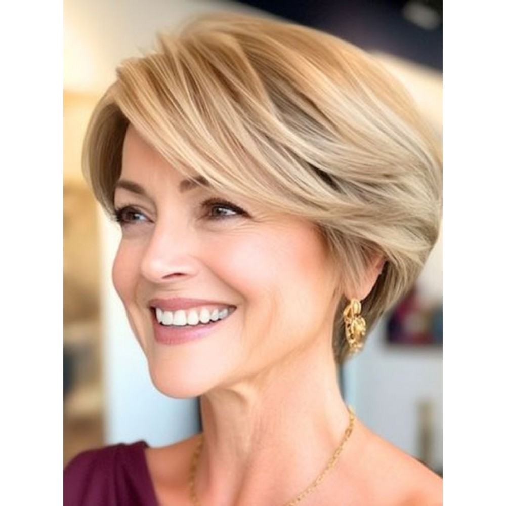 Boycuts Kurze Blonde Echthaar Perücken Für Frauen