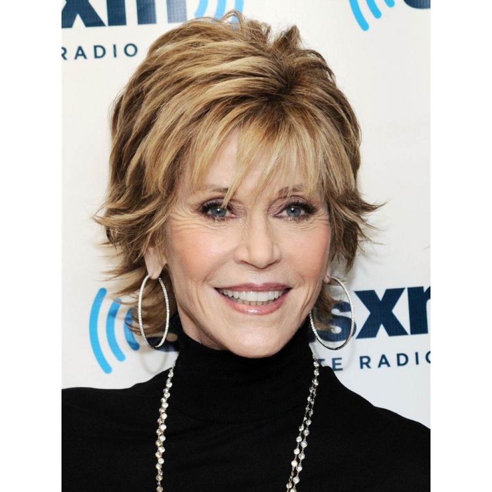 Jane Fonda Kurze Layered Cut Blonde Haar Perücke