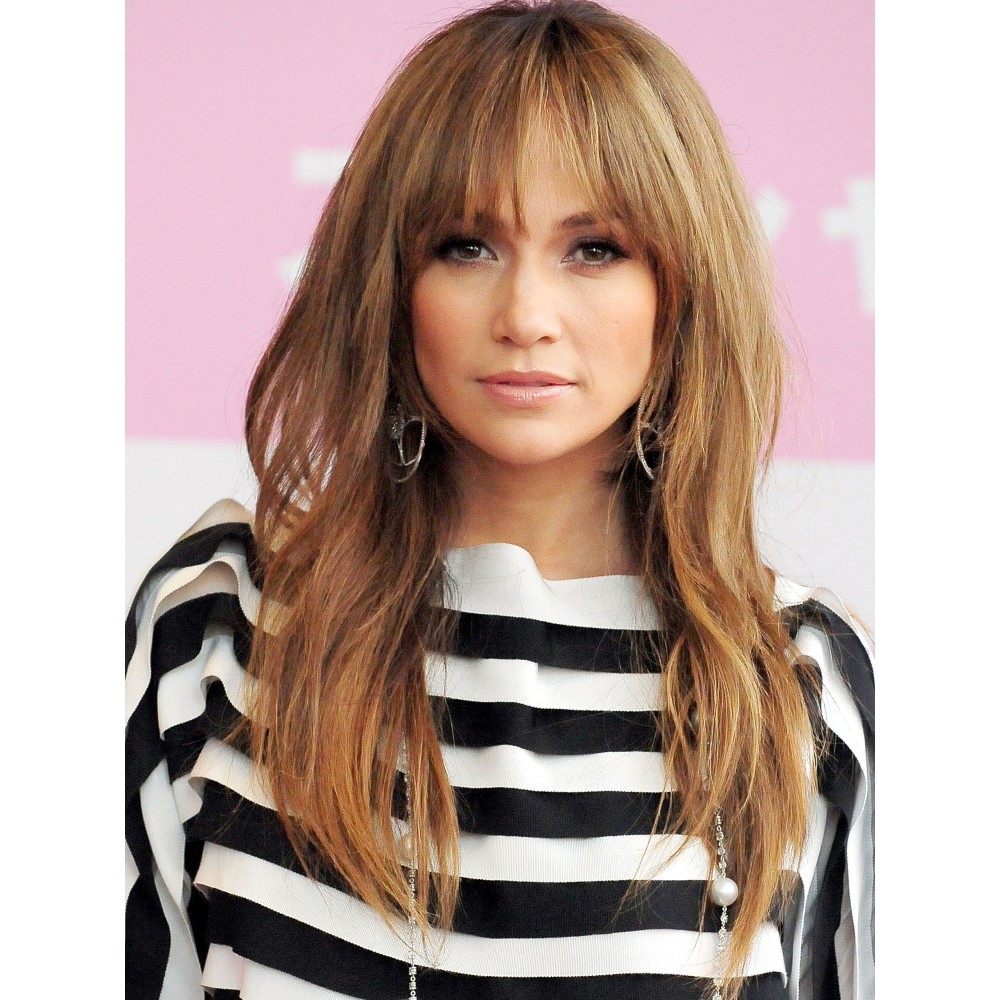 Jennifer Lopez Lange Layered Perücke mit Pony