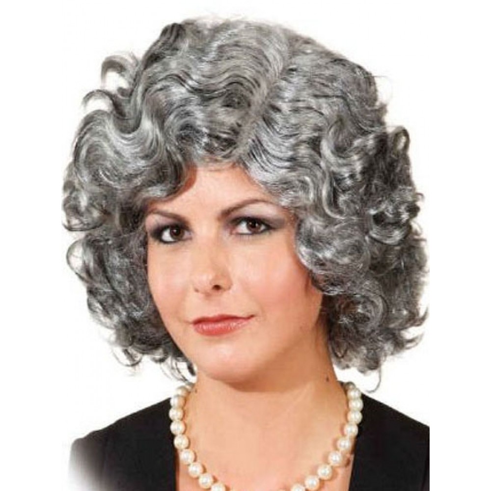 Kappenlose Graue Kurze Locken Synthetische Perücke