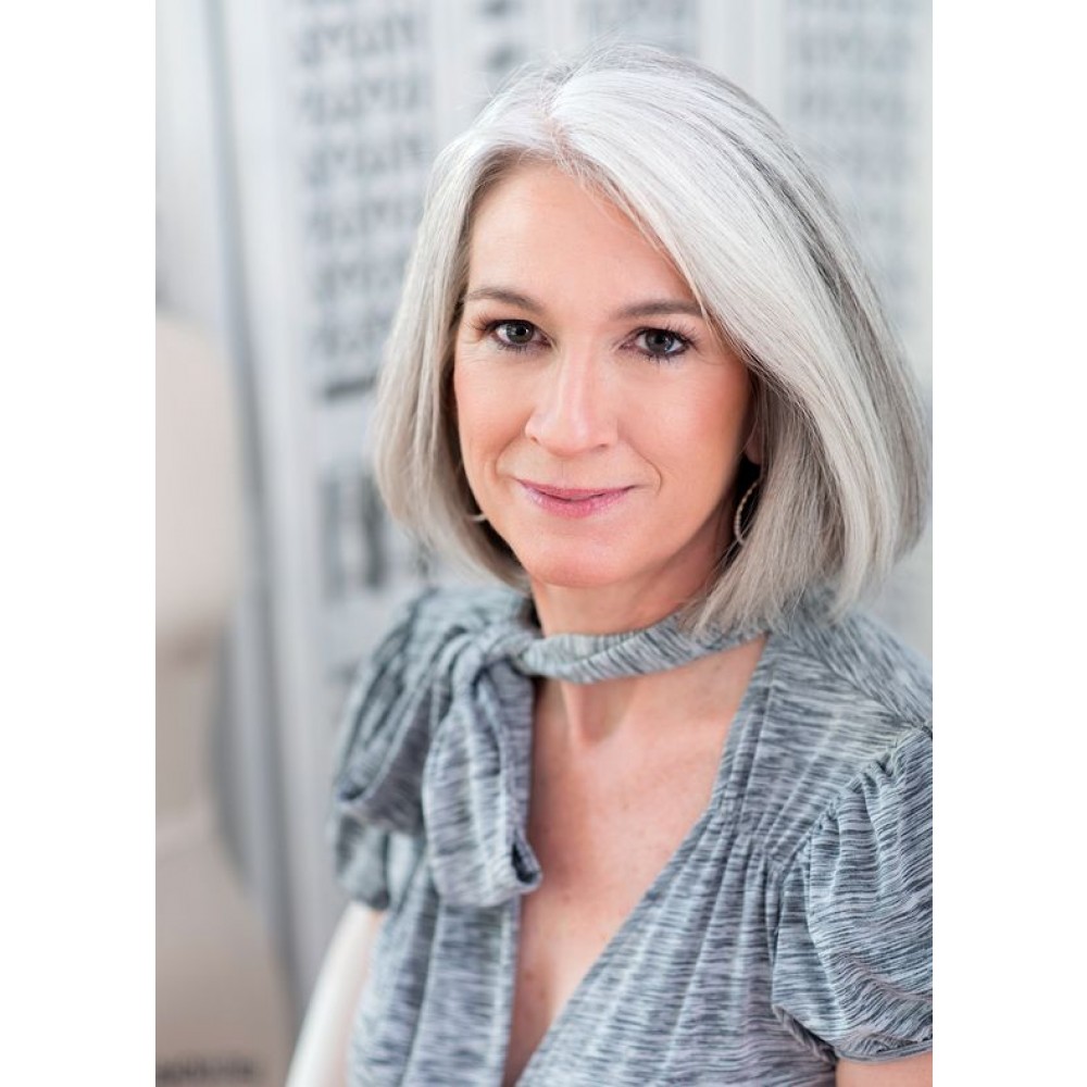 Natural Glatt Bob Cut Lace Front Mono Top Graues Haar Perücke