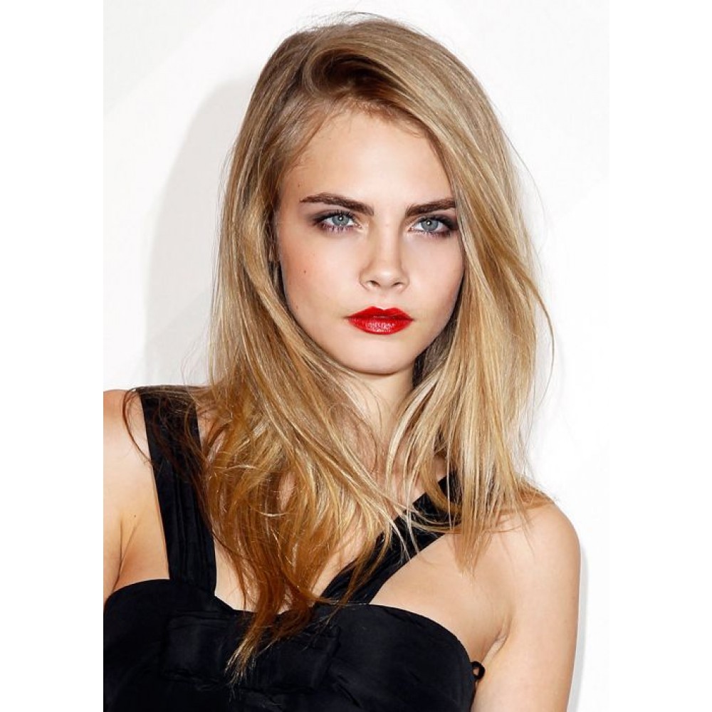 Cara Delevingne Lange Remy Echthaar Gerade Vollspitzen Perücke