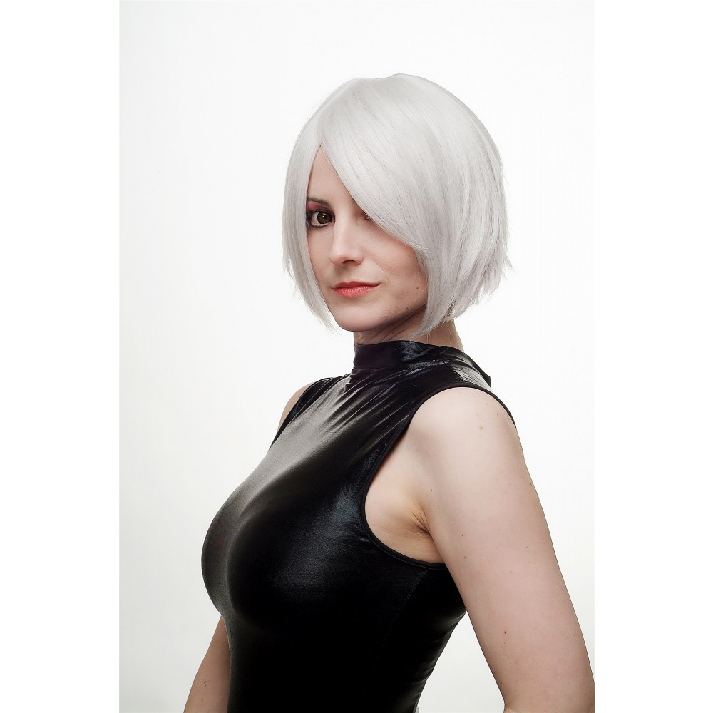 Lace Front Graue Kurze Gerade Synthetische Perücke