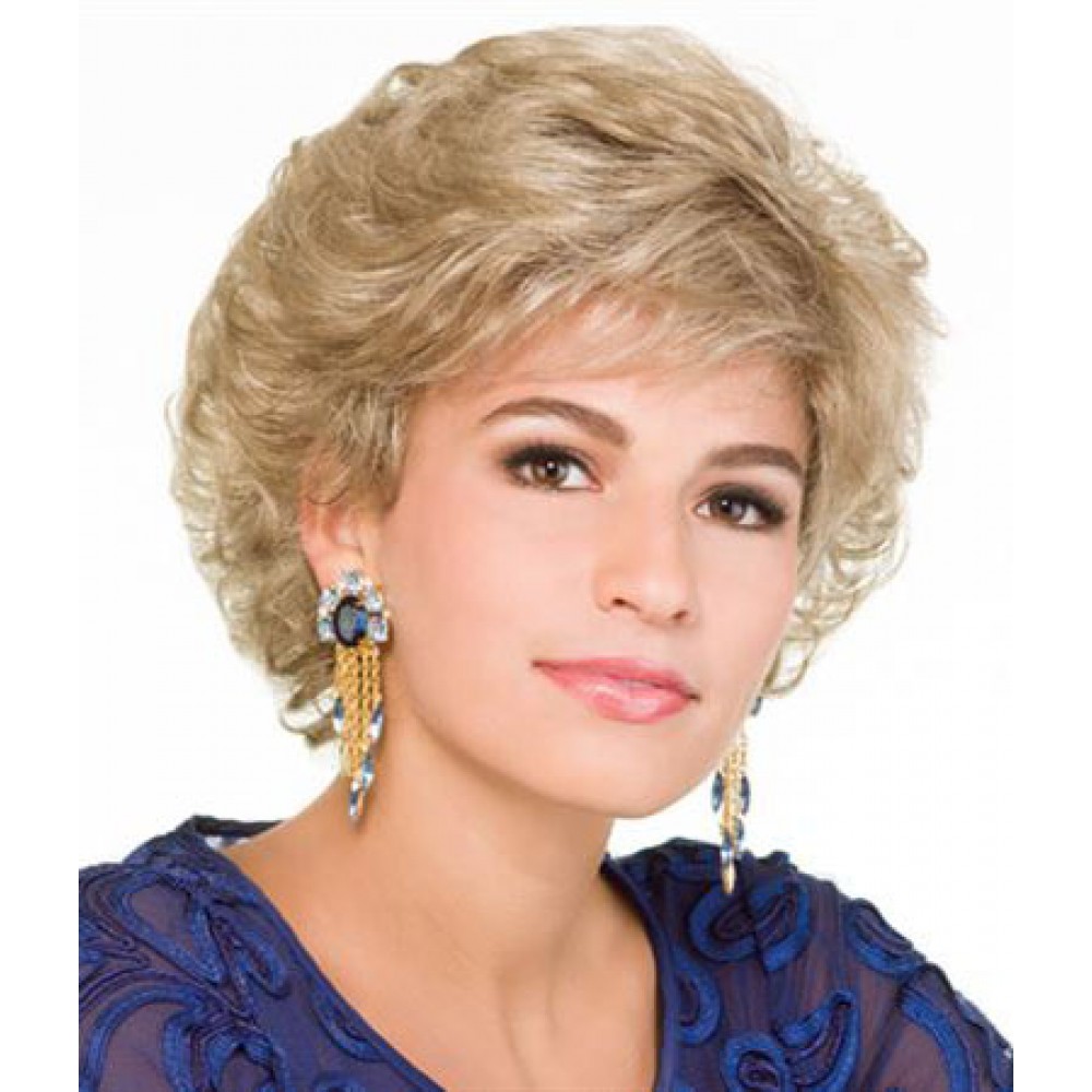 Kappenlose Kurze Wellig  Synthetik Haar Perücke