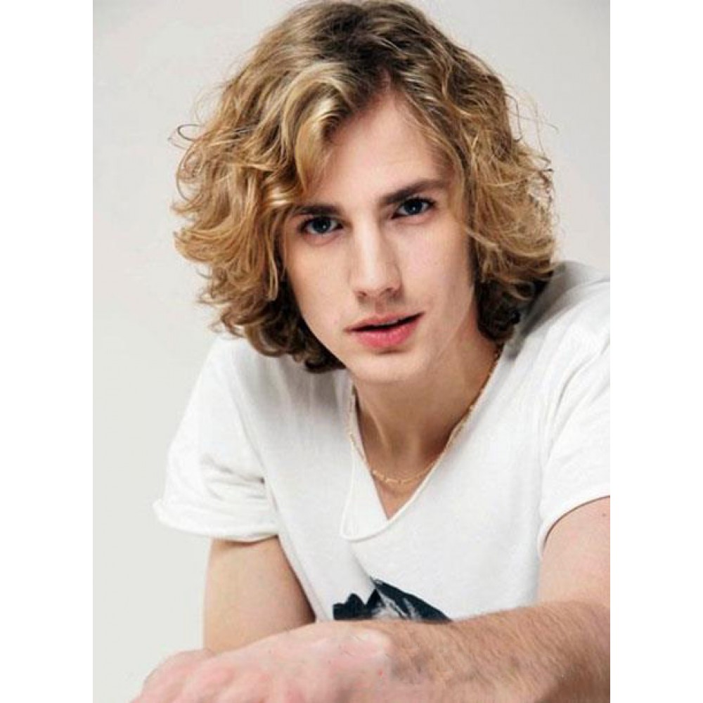 Vollspitzen Kurze Blonde Locken Synthetische Perücke