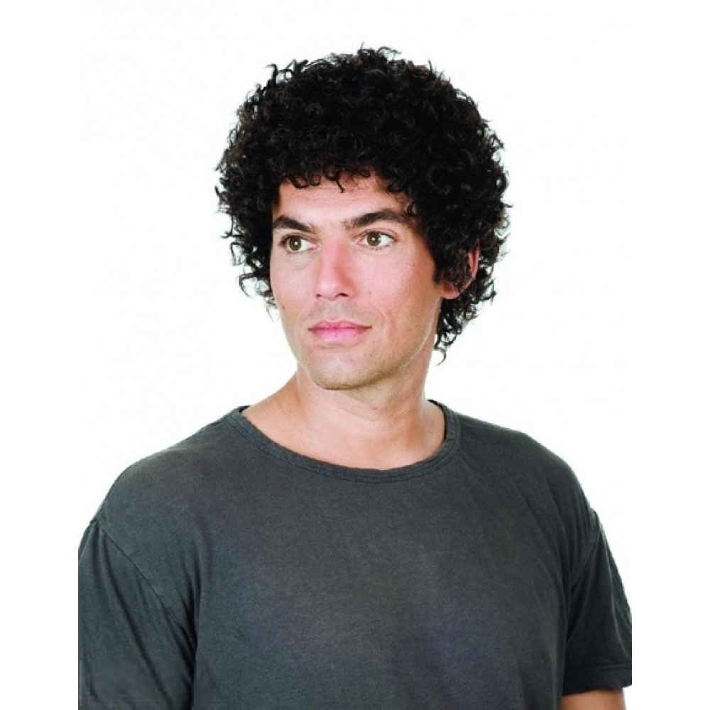 Kappenlose Kurze Synthetische Schwarze Locken Perücke