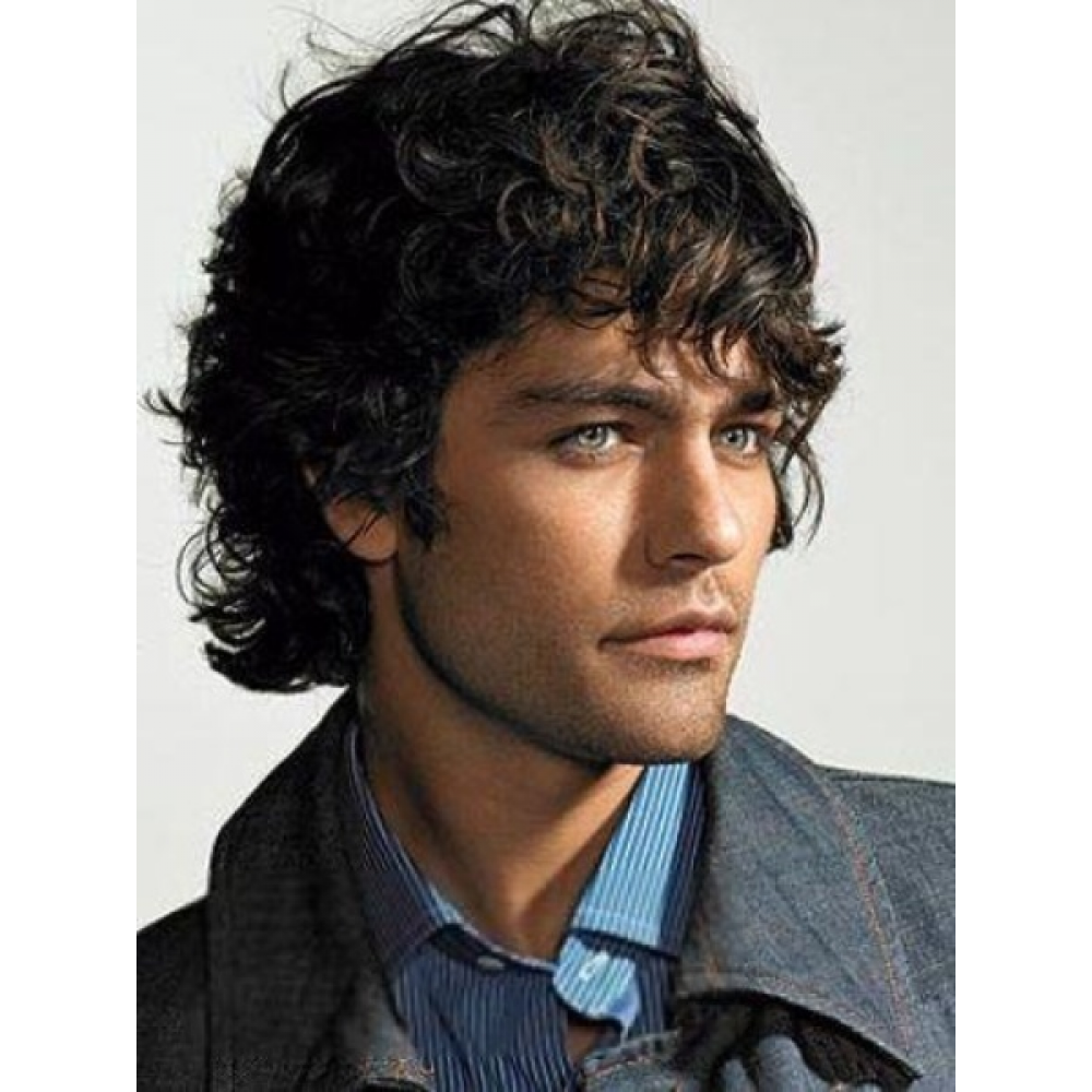 Kurze Kappenlose Synthetische Schwarze Locken Perücke