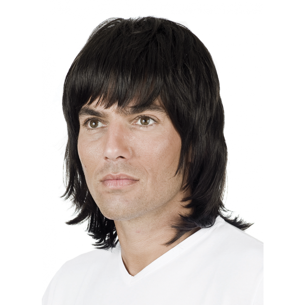 Kappenlose Schwarze Mittellange Gerade Remy Echthaar Perücke
