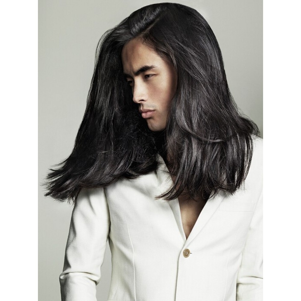 Lange Wellige Synthetische Lace Front Mono Top Herren Haar Perücke