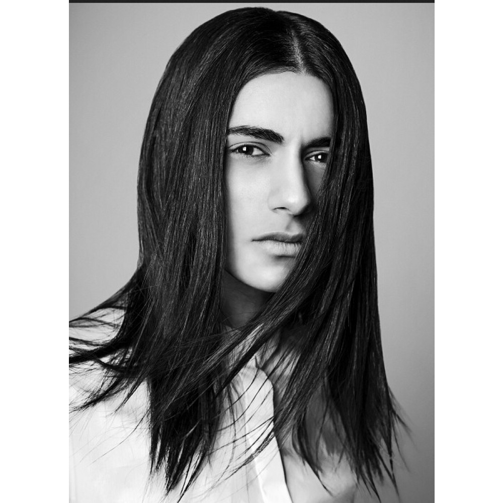 Lange Glatt Herren Echthaar Lace Front Haar Perücke