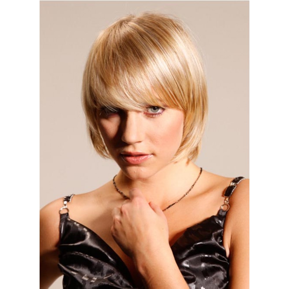 Kurze Blonde Bob mit Lange Franse Perücke