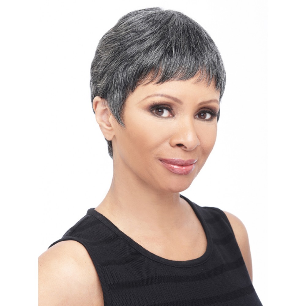 Damen Kurze pixie Graue Frisur Synthetische Perücken