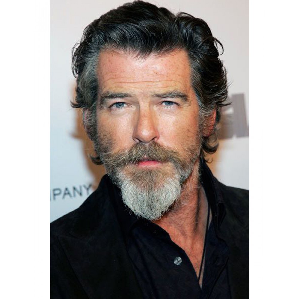 Pierce Brosnan Gleicher Stil Lockige Kappenlose Lace Front Perücken