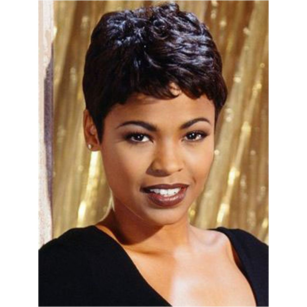 Pixie cut Kurze Braun Haar Perücken