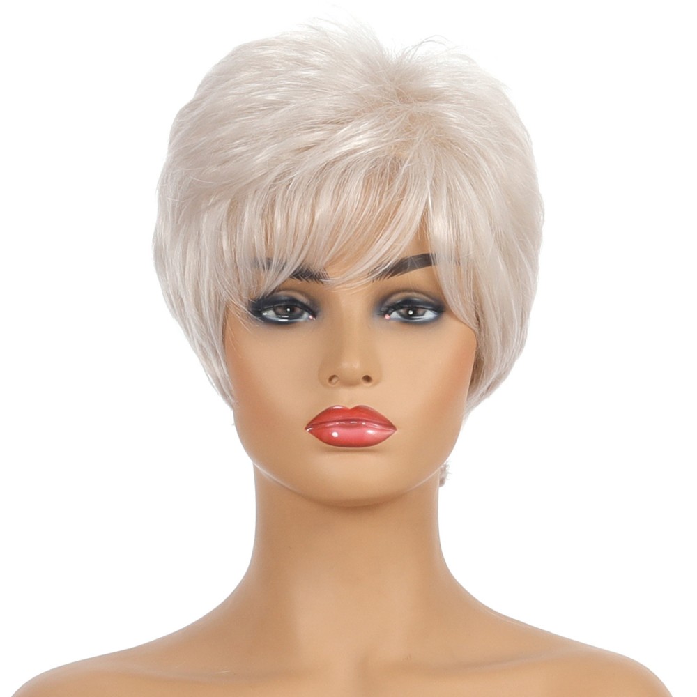 Pixie Cut Platinblonde Perücken