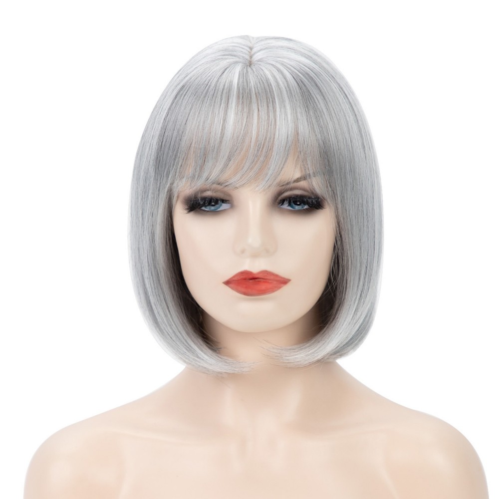 Neu Graue Perücken Bob Stil