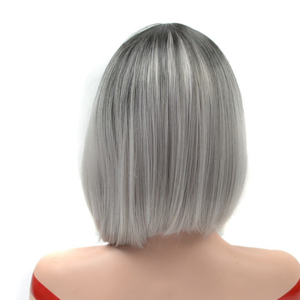 Graumeliert Bob Perücken Natural Look