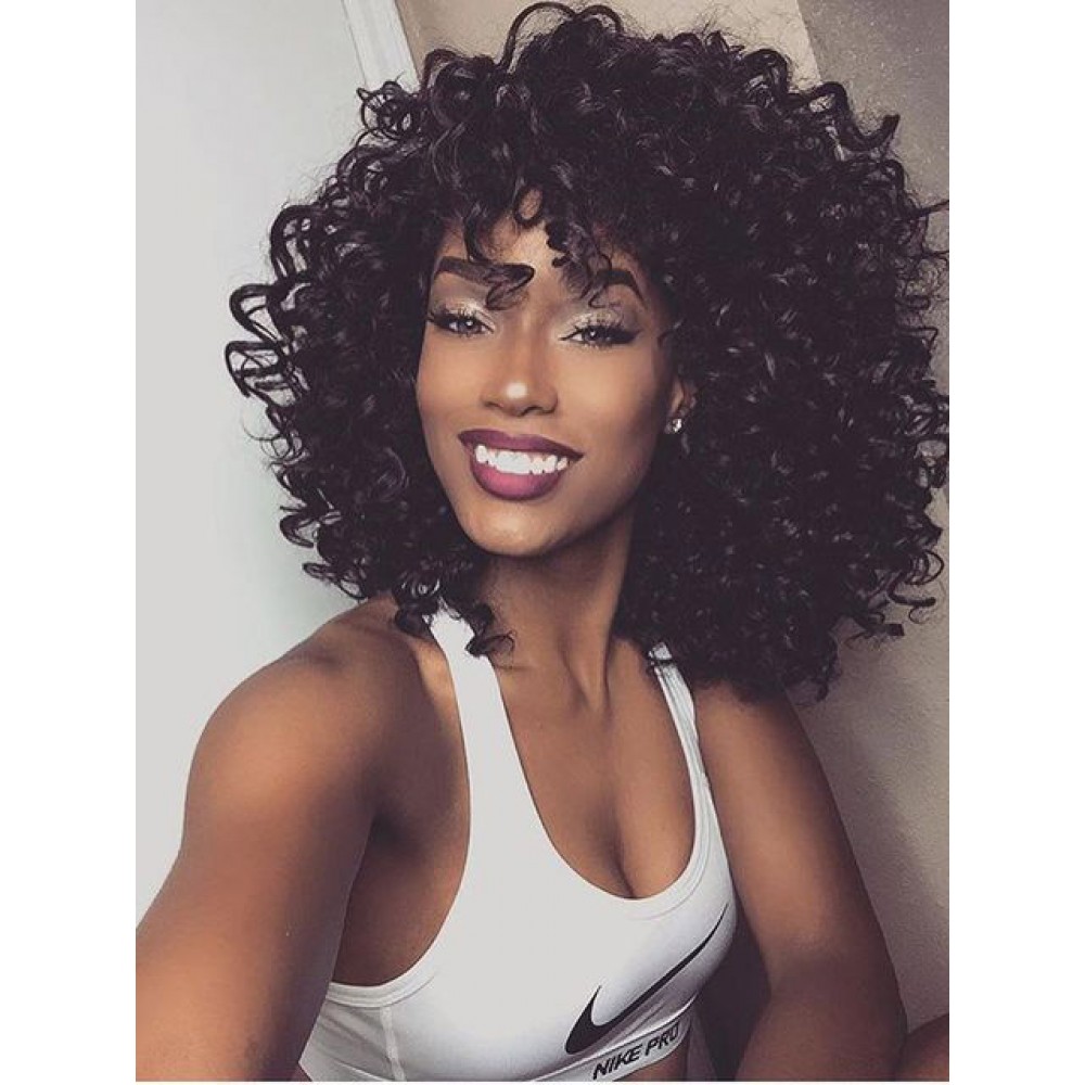 Einfach afro Braun Synthetisches Haar Perücken
