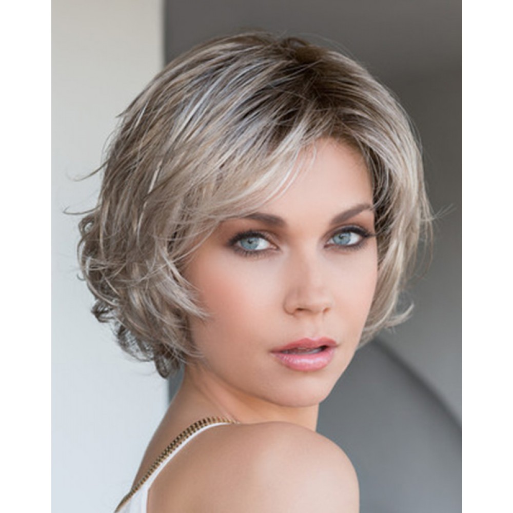 Schöne Graue Lace Front Mono Synthetische Perücke