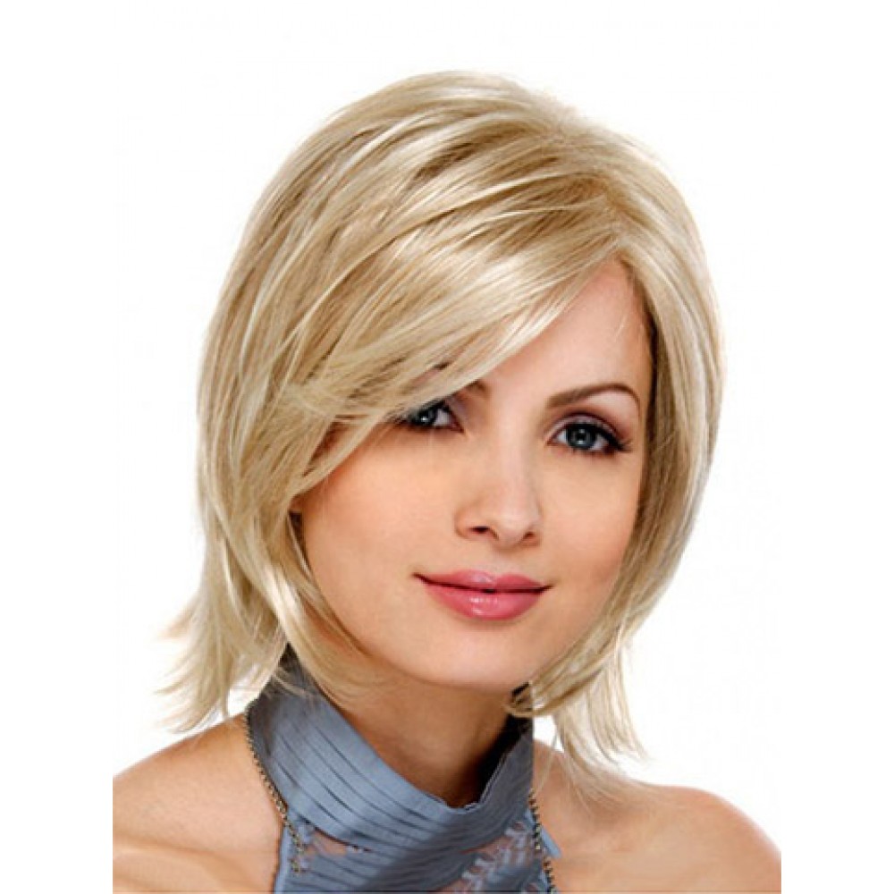 Modern Blonde Bobs Gerade Mittellange Perücke