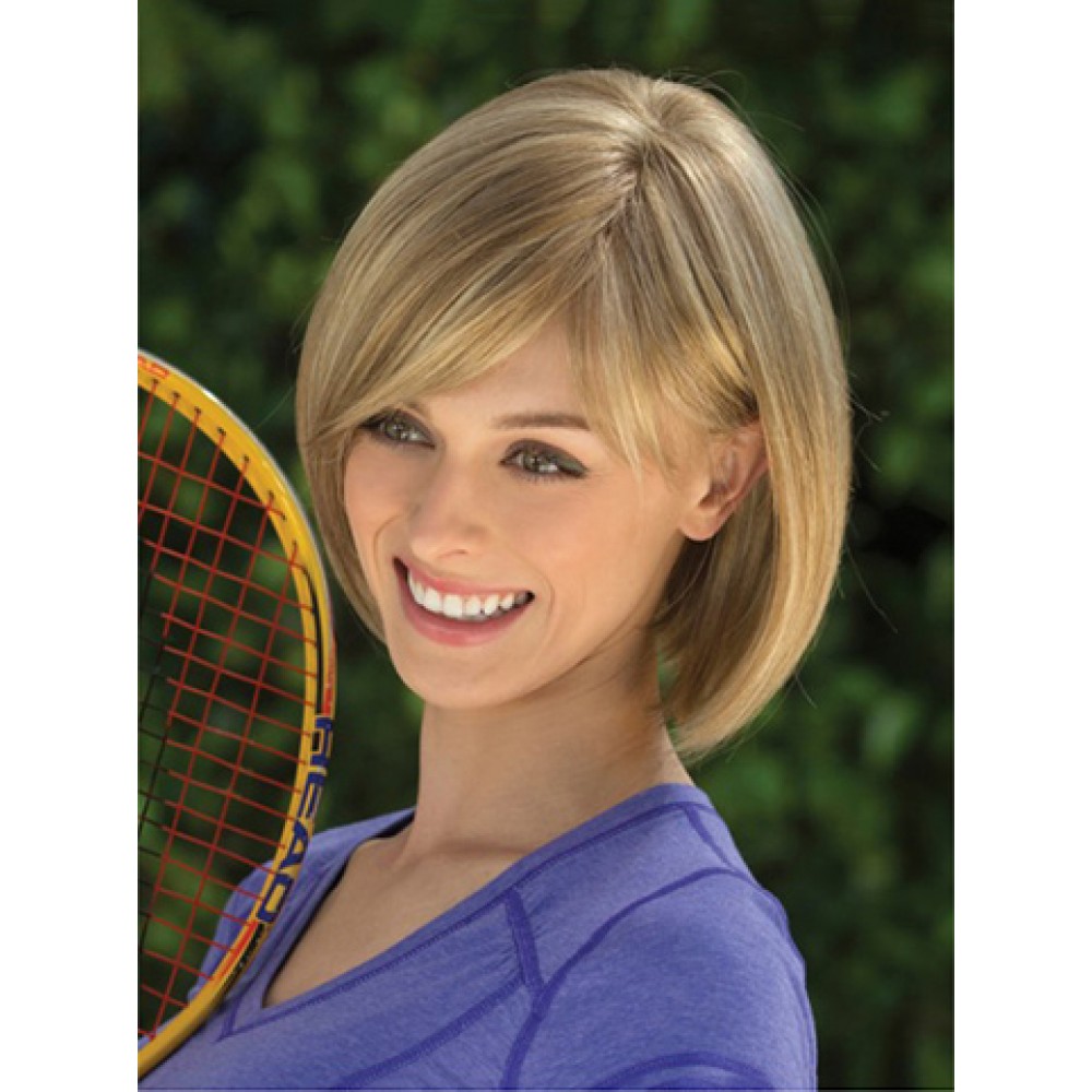 Synthetische Blonde Gerade Ideal Bob Perücken