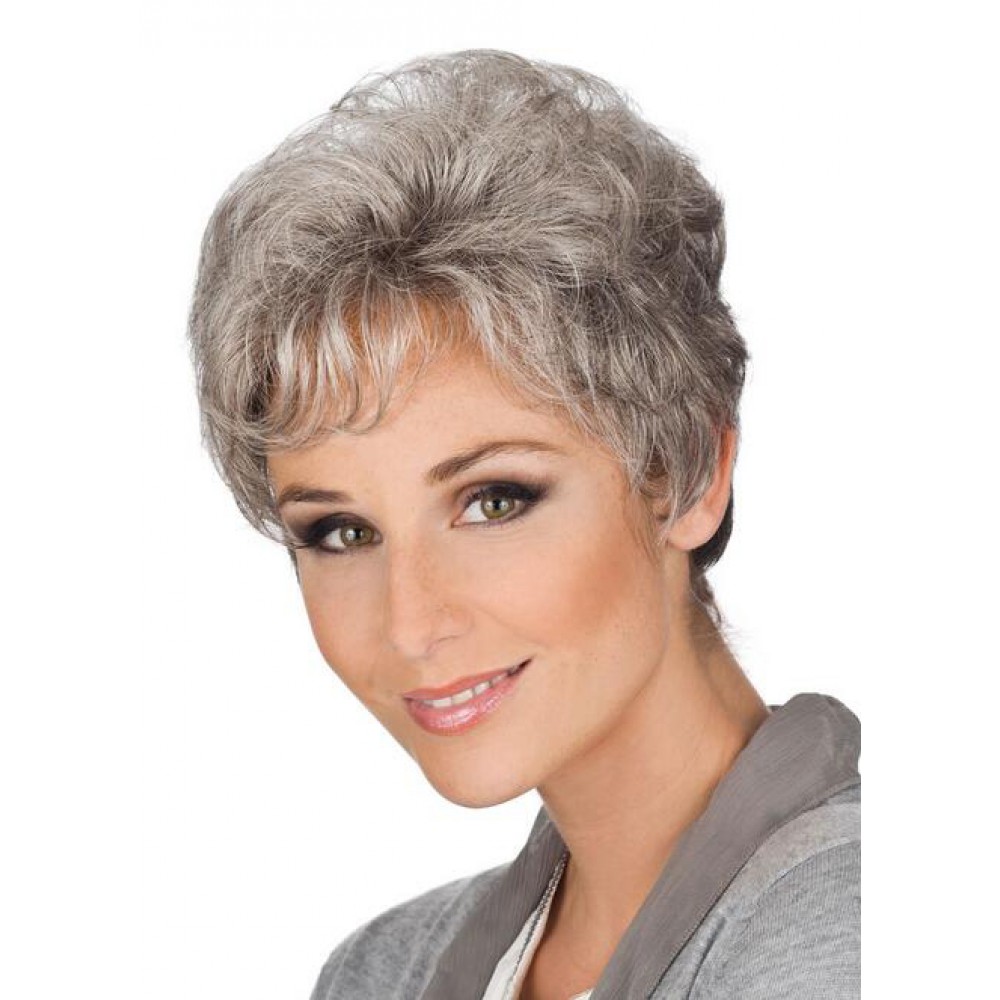 Lockige Full Lace Synthetische Graue Perücke
