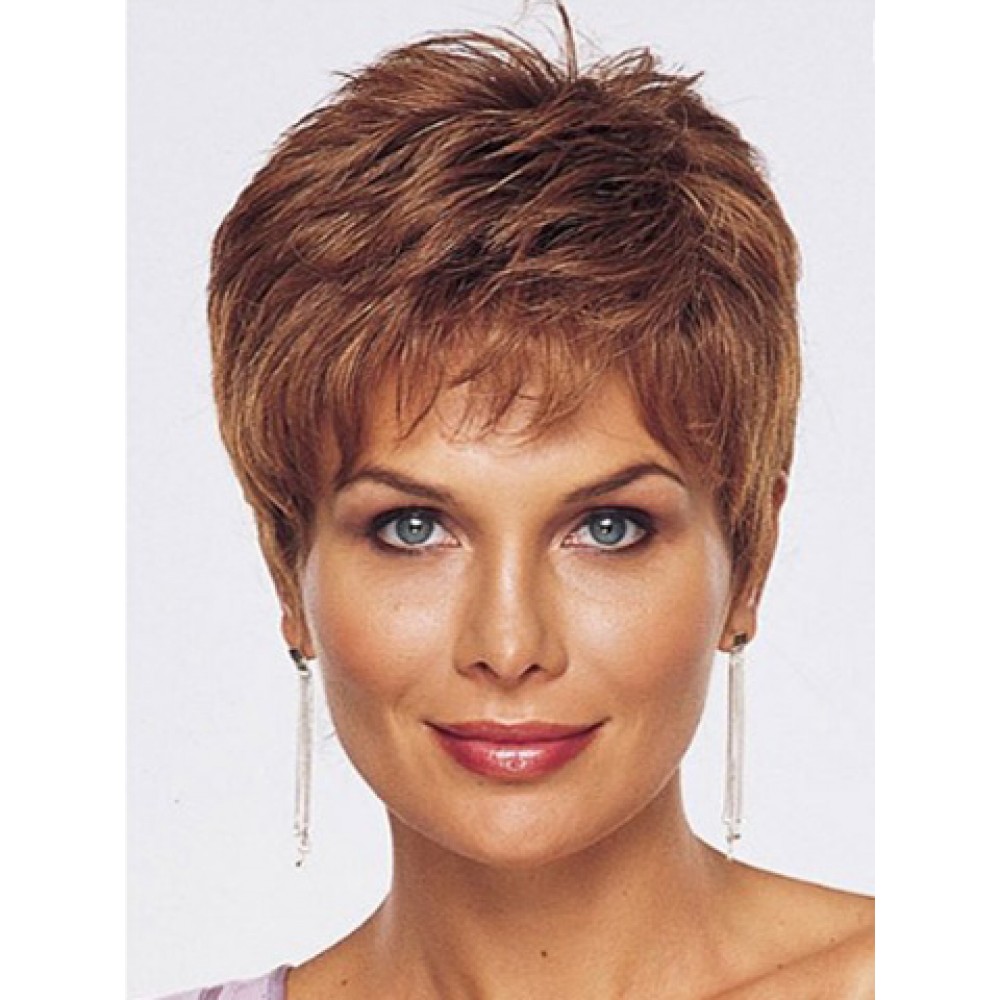 Boycuts Echthaar Kastanienbraun Lace Front Damen Monofilament Perücke