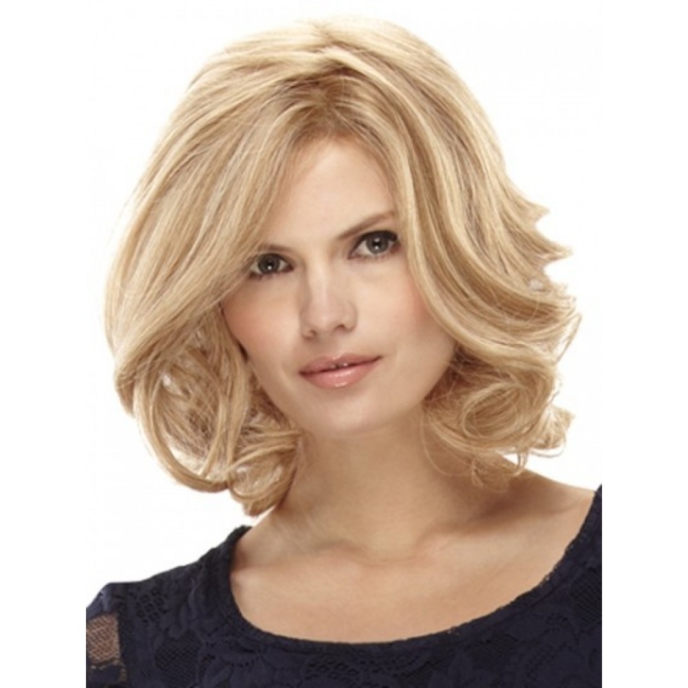 Lace Front Echthaar Blonde Wellige Monofilament Perücke