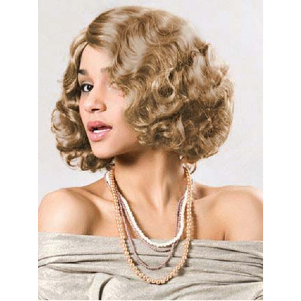 Mittellange Kappenlose Locken Synthetische Perücke