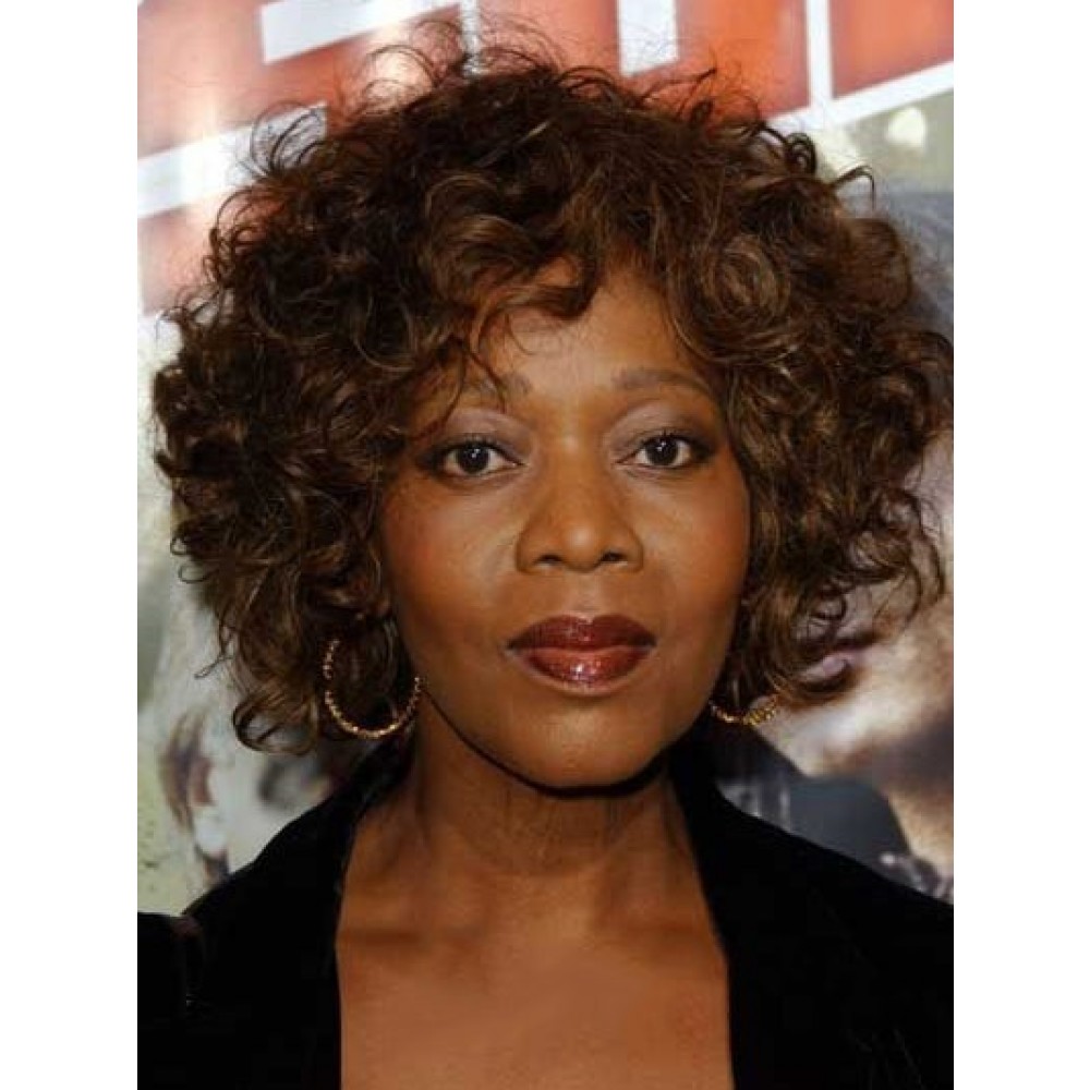 Glitter Kurze Locken African American Spitzenfront Perücke für Frauen 100% Echthaar