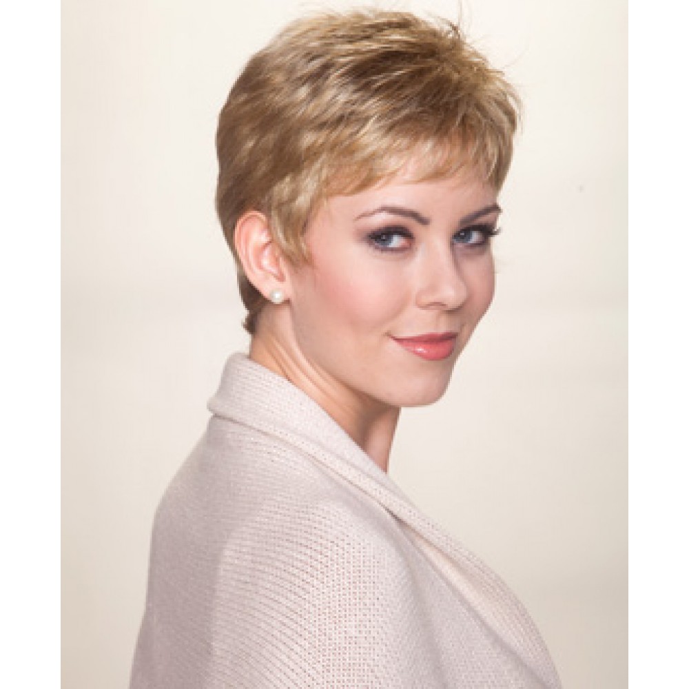 Damen Kurze Pixie Cut Echthaar Perücke