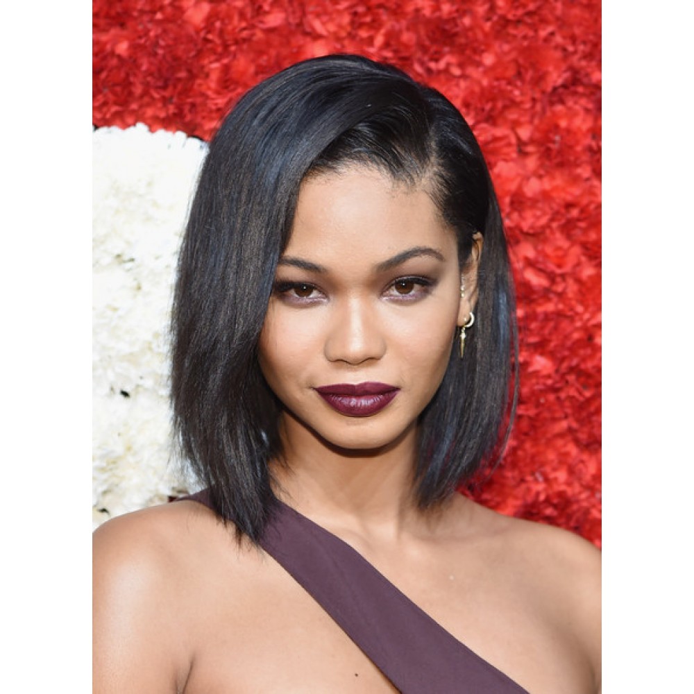 Chanel Iman Echthaar Asymmetrische geschnittene Perücke