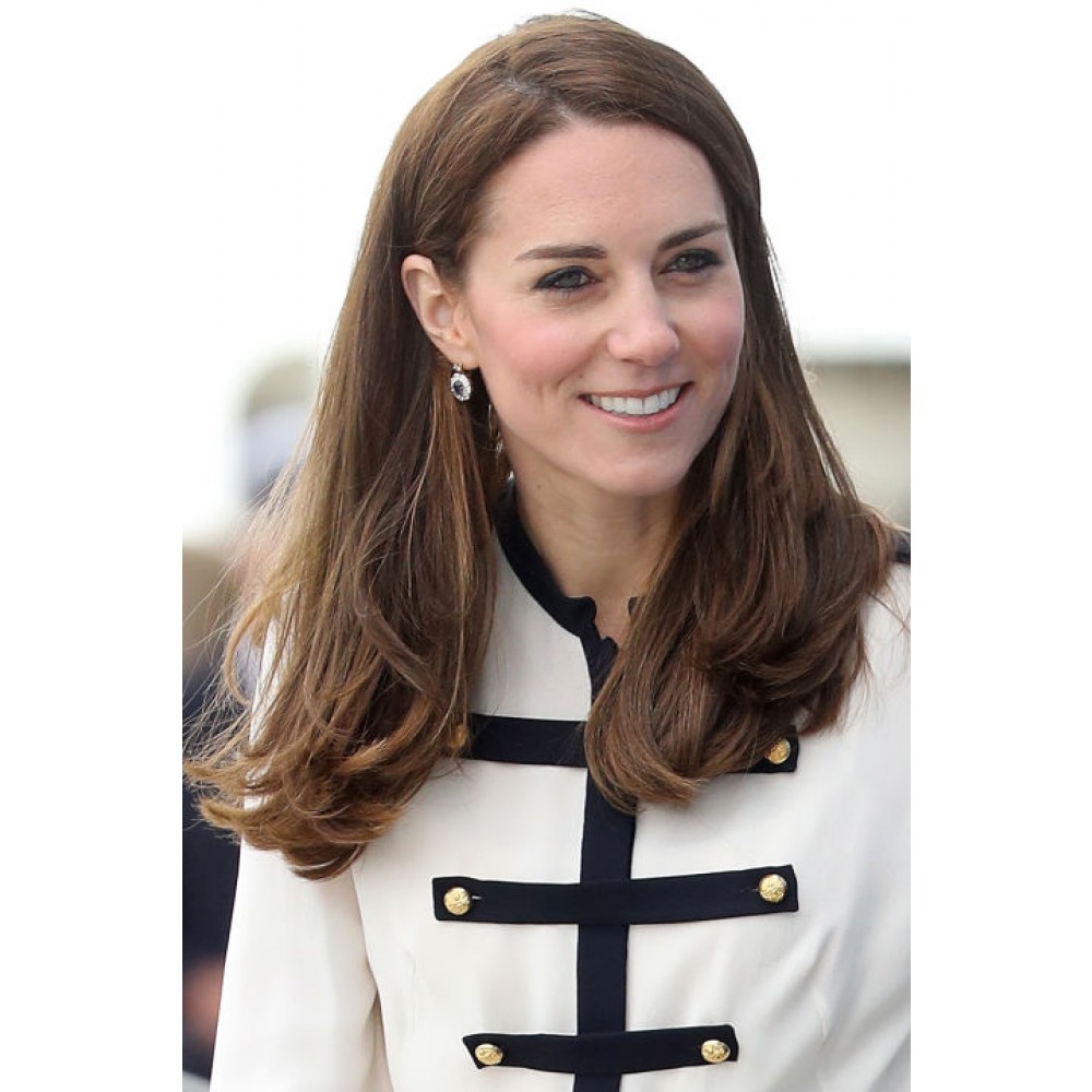 Kate Middleton Fashion Lange Gerade Lace Front Echthaar Perücke