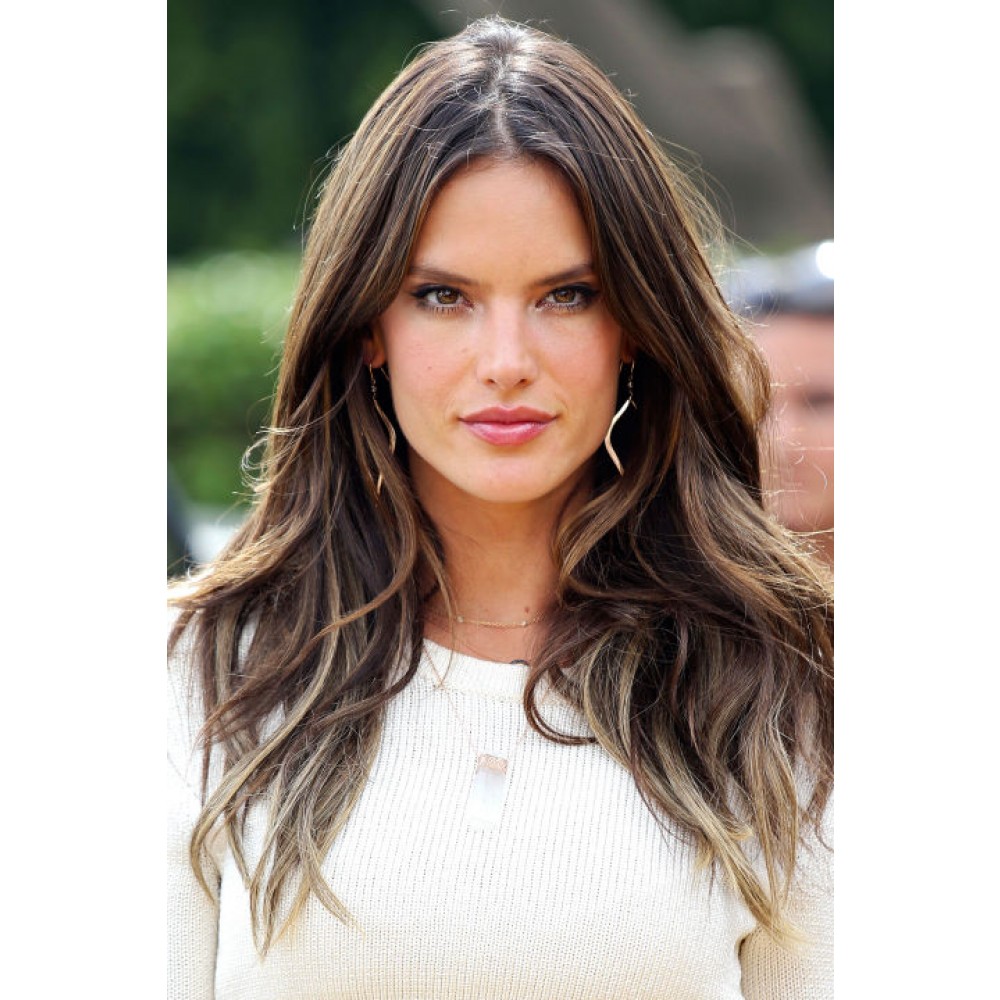 Alessandra Ambrosio Lange Gerade 100% Echthaar Perücke