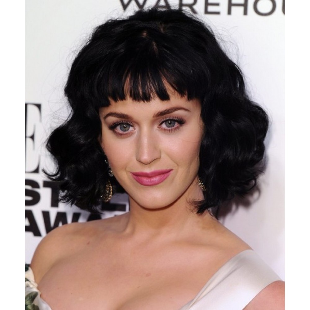 Katy Perry 2024 Kurze Wellen Schwarze Perücke