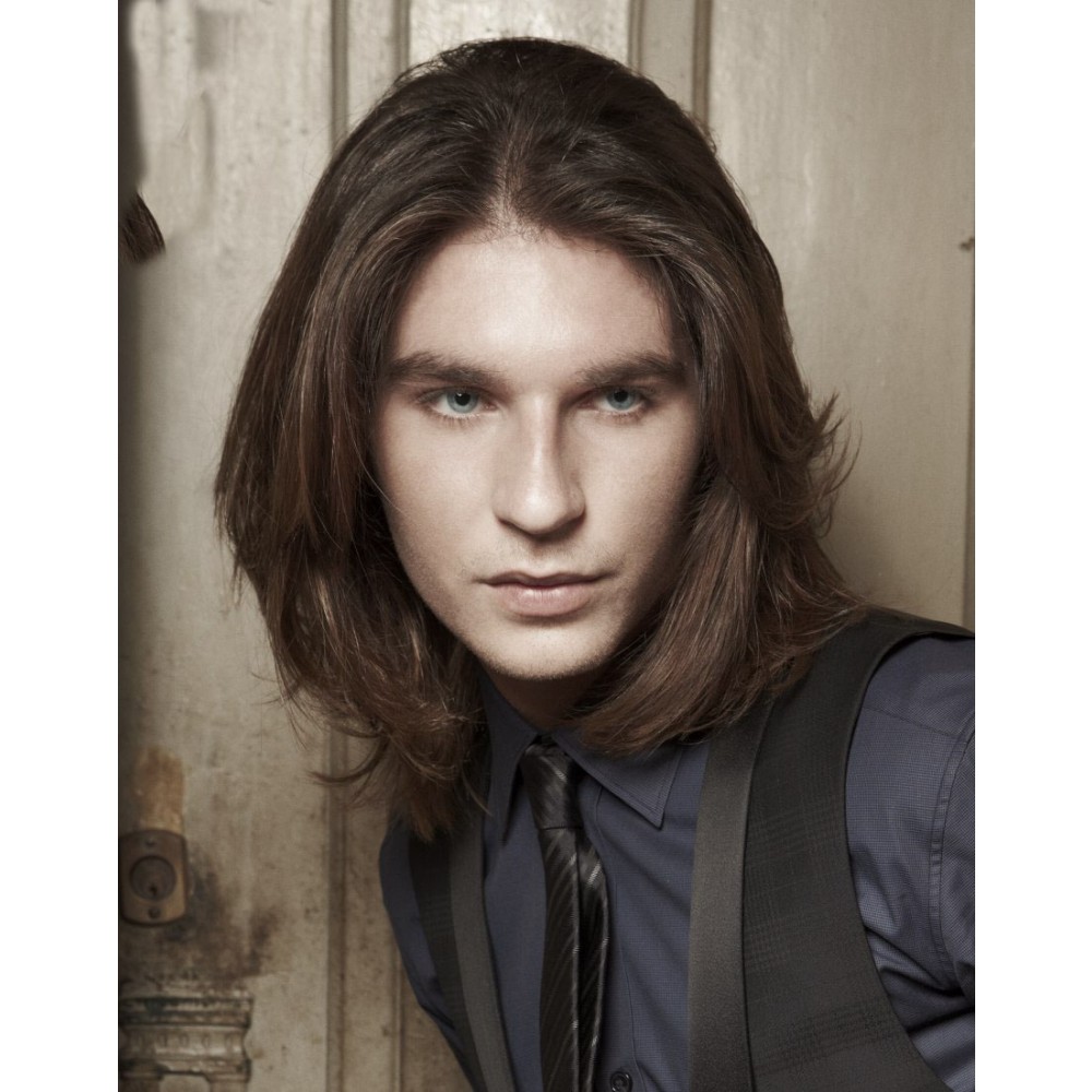 Schulterlange Lace Front Wellige Herren Haar Perücke