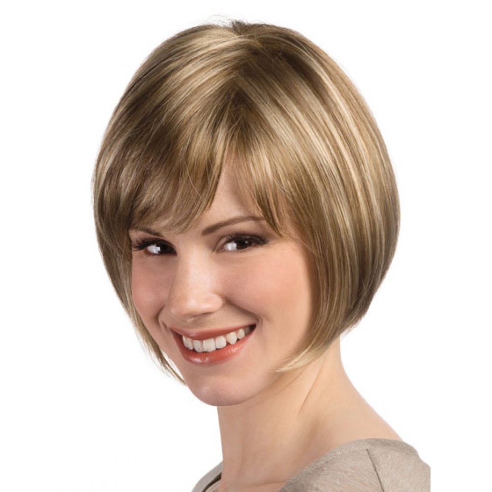 Seidig Halblange Hellblonde Bob Perücke