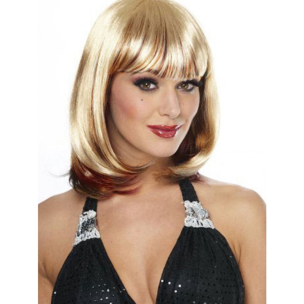 Blonde 90's Weibliche Perücke mit vollem Pony