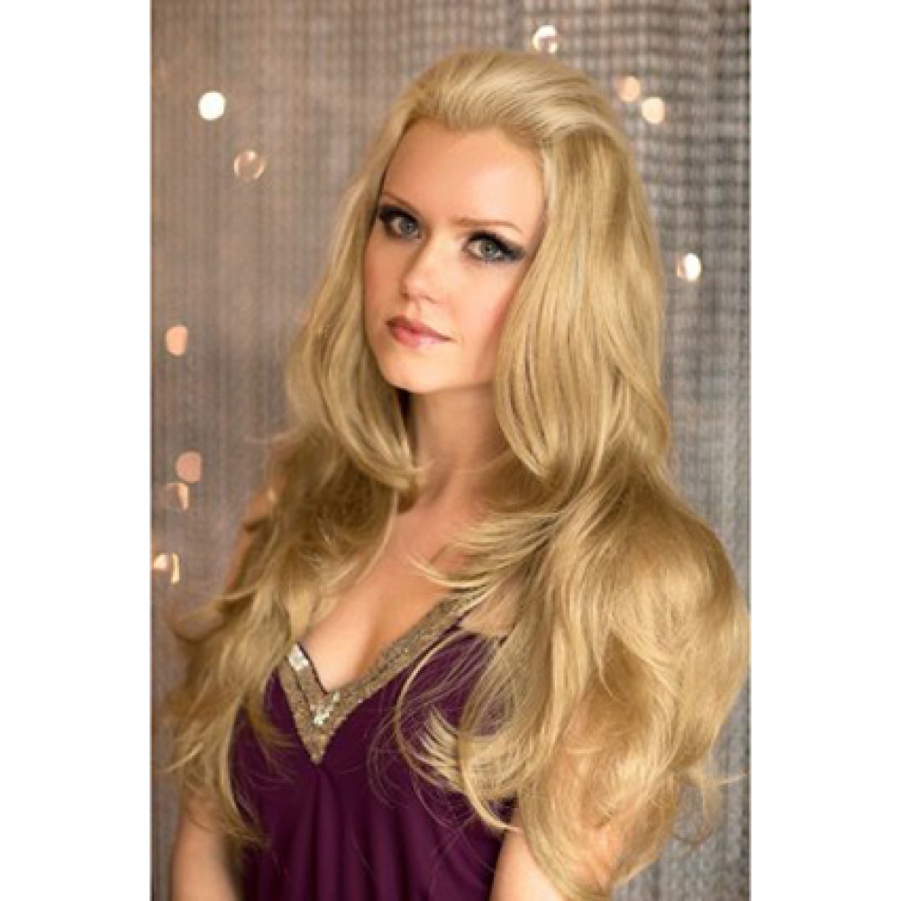 Lange Blonde 3/4 Perücke mit Sanft Lose Locken