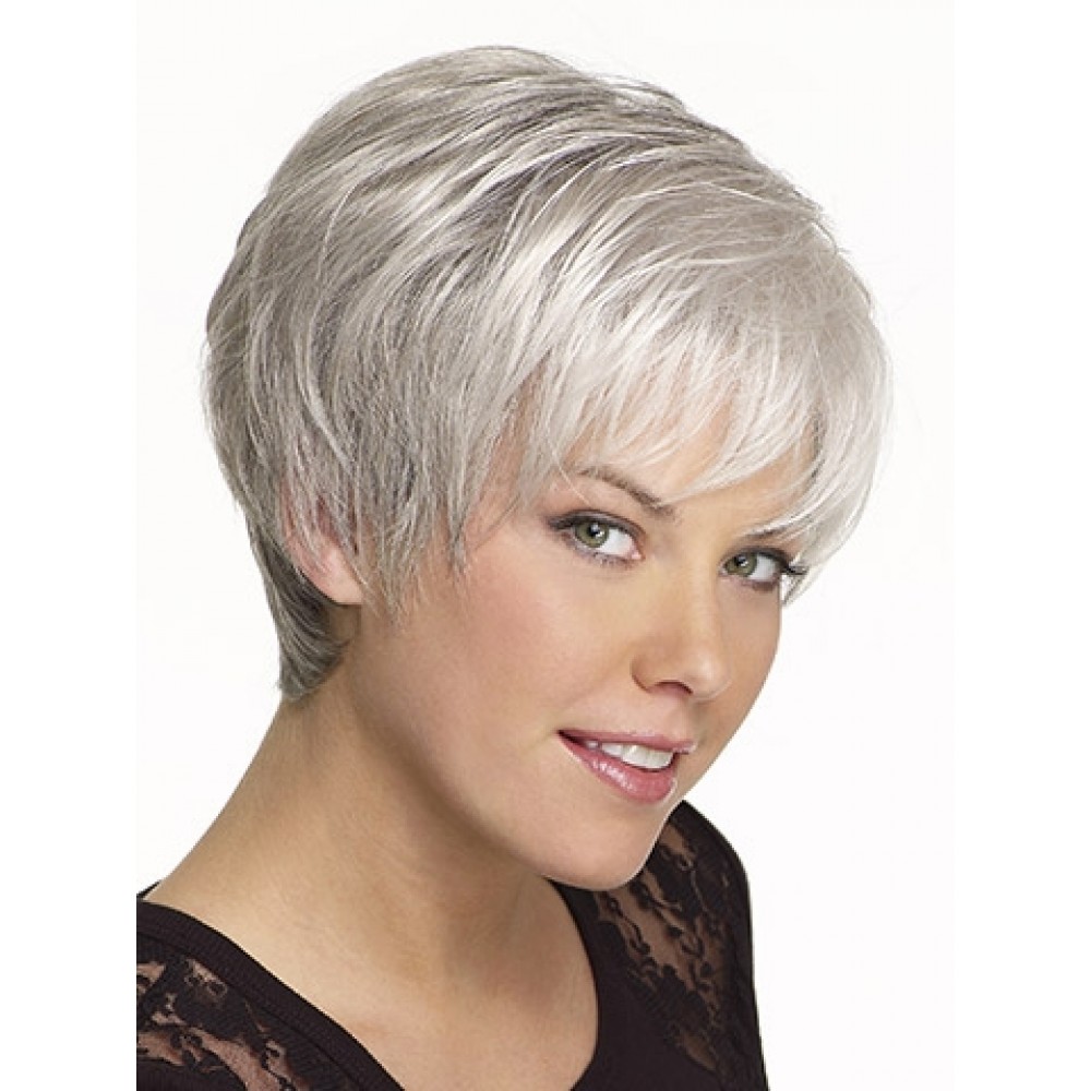 Kurze Boy Cut Synthetische Kappenlose Graue Perücke